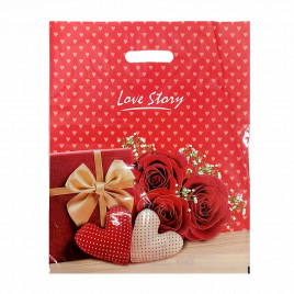 Пакет с вырубной ручкой Сердце 38*47см 60мкм 50шт