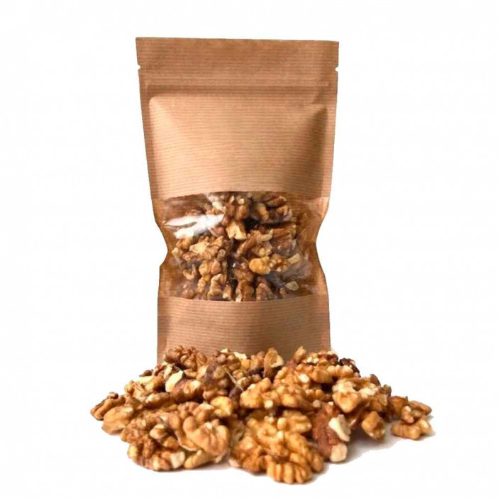 Дой-пак бумажный крафт с окном с замком zip-lock 160*250+(40+40) уп 10шт