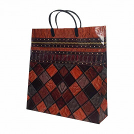 Сумка с пластмассовыми ручками многослойный Ромбы кожа 34*36см