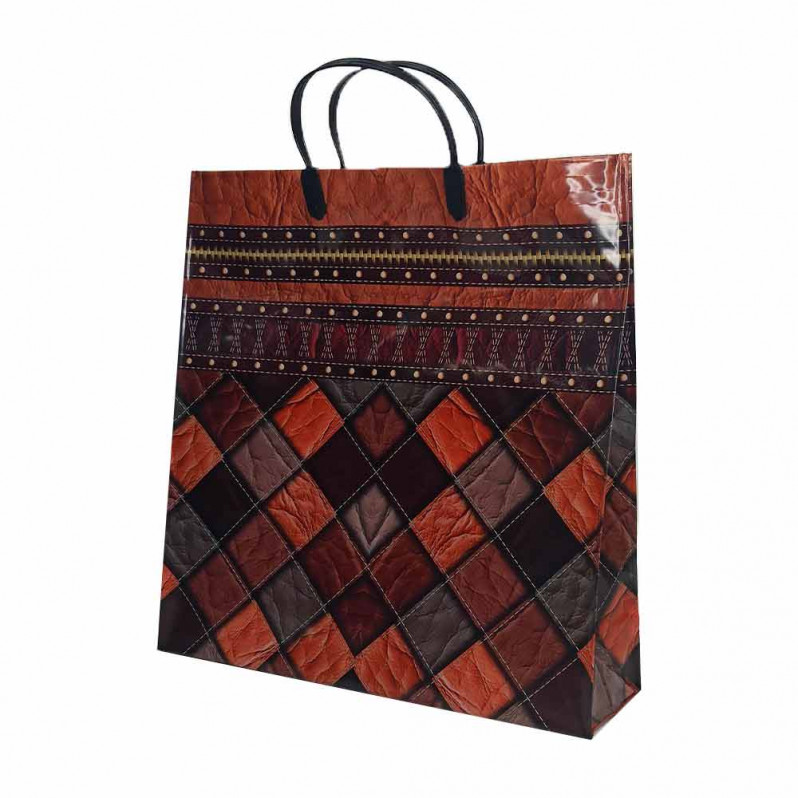 Сумка с пластмассовыми ручками многослойный Ромбы кожа 34*36см