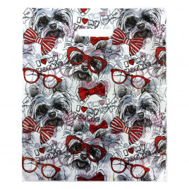 Пакет с вырубной ручкой Собачка в очках 40*50см 40мкм 50шт