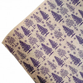 Бумага крафт в рулоне Зимний лес фиолетовая размер 70см*10м