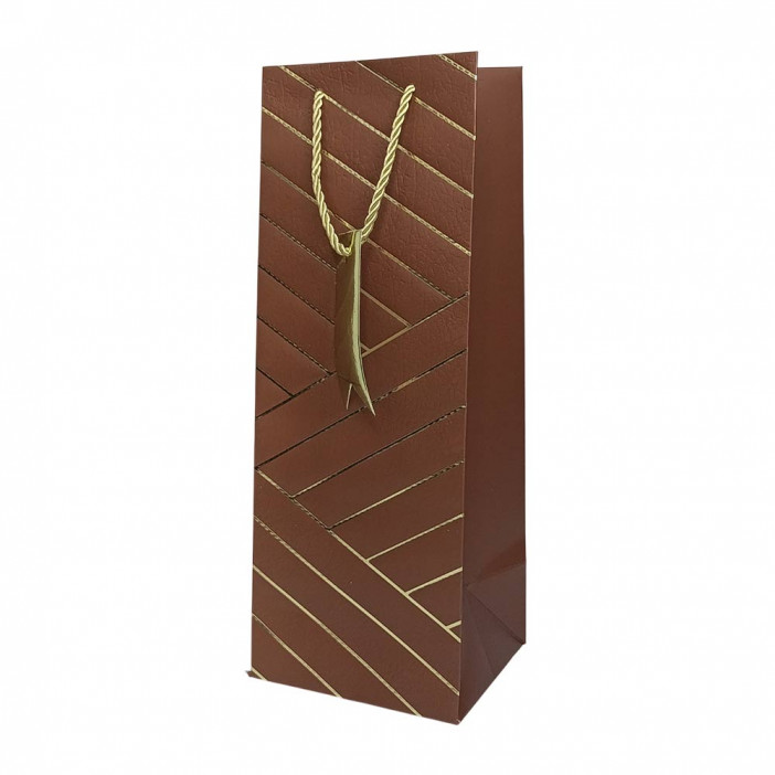 Пакет под бутылку ЛЮКС Золотая диагональ размер 14*37*12см
