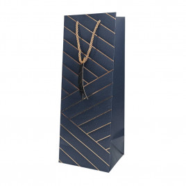 Пакет под бутылку ЛЮКС Золотая диагональ размер 14*37*12см