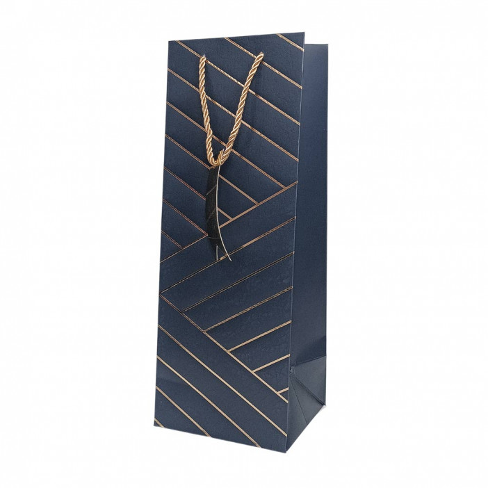 Пакет под бутылку ЛЮКС Золотая диагональ размер 14*37*12см