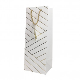 Пакет под бутылку ЛЮКС Золотая диагональ размер 14*37*12см