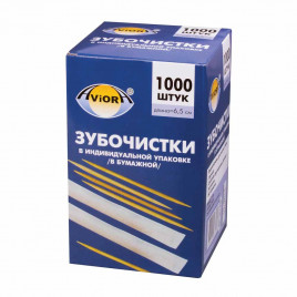 Зубочистки бамбуковые Aviora в индивидуальной бумажной упаковке 1000шт