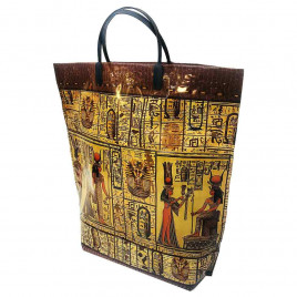 Сумка с пластмассовыми ручками многослойная с карманами Египет 37*37см