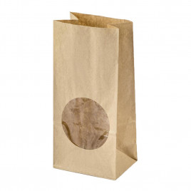 Пакет бумажный крафт с окном круг 70г/м2 размер 20*10*6см уп 10шт