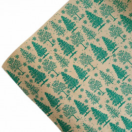 Бумага крафт в рулоне Зимний лес зеленая размер 70см*10м