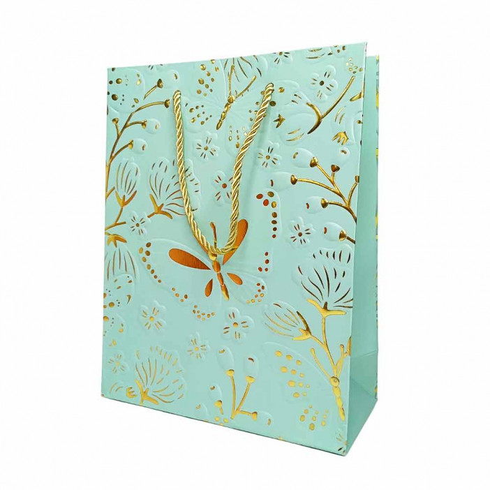 Пакет ЛЮКС Бабочки с золотым тиснением размер 18*23*10см