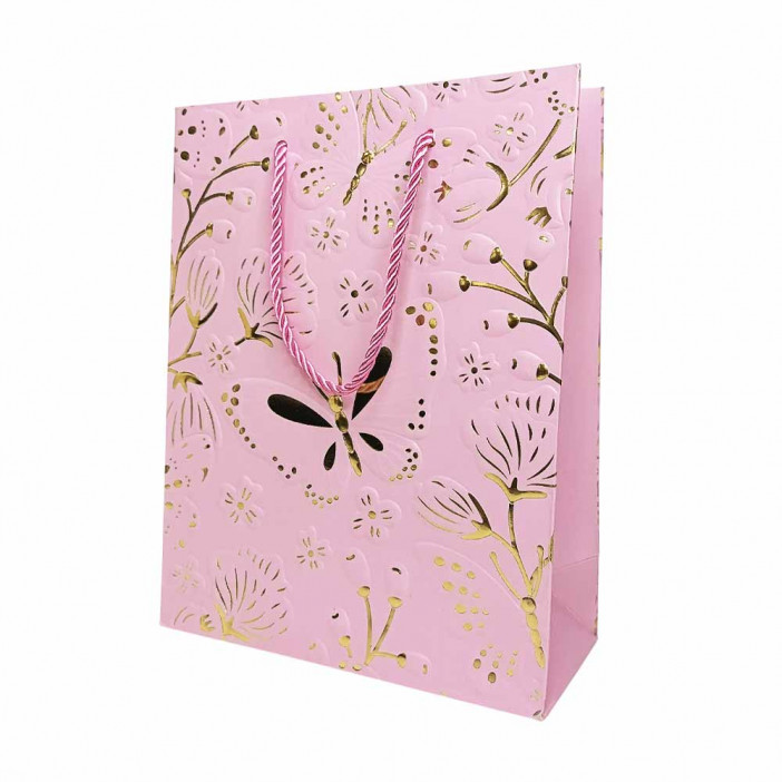 Пакет ЛЮКС Бабочки с золотым тиснением размер 18*23*10см