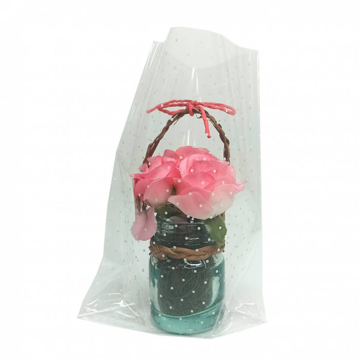 Пакет подарочный прозрачный Точки размер 10*15см (уп 50шт)