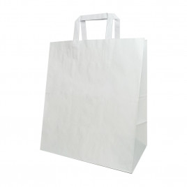 Пакет бумажный белый с плоской ручкой 80г/м2 размер 32*37*20см уп 10шт