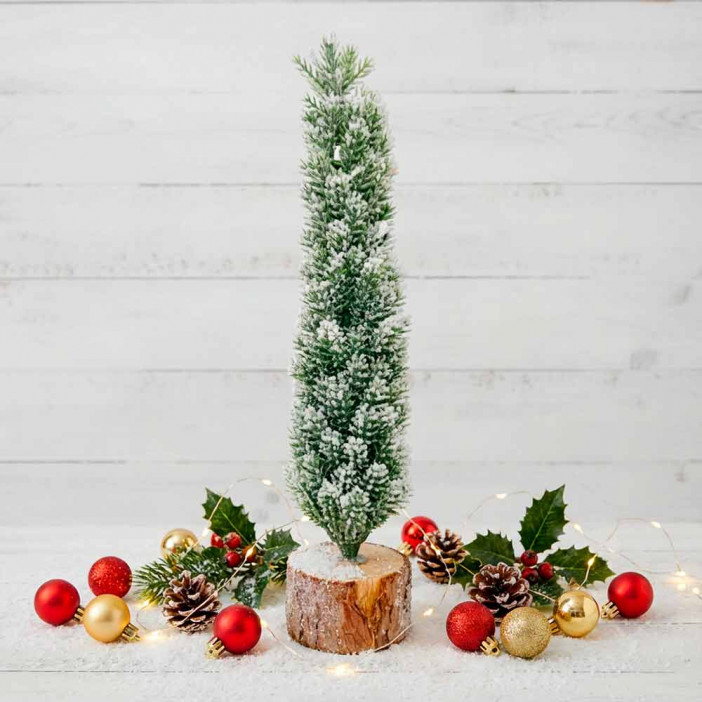 Ель заснеженная на пенечке Н-25см