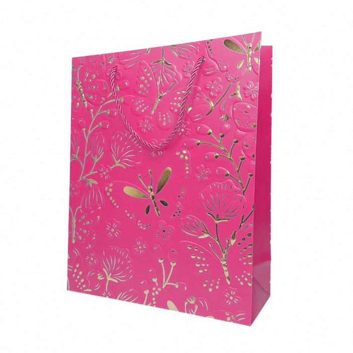 Пакет ЛЮКС Бабочки с золотым тиснением размер 26*32*12см