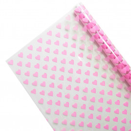 Пленка в рулоне с рисунком Сердца розовые размер 70см