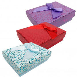 Коробка прямоугольная Сердечки с бантом размер 7*9*2,8см