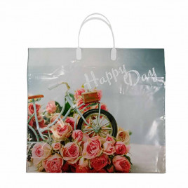 Пакет с пластмассовыми ручками 36*40см Счастливый день 10шт