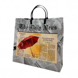 Сумка с пластмассовыми ручками многослойная с карманами Ретро 33*32см