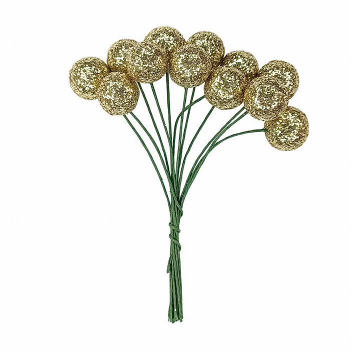 Шарики на проволоке золото D-1,5см Н-9см