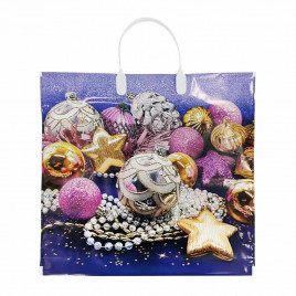 Пакет с пластмассовыми ручками Золотая звездочка размер 36*40см 10шт