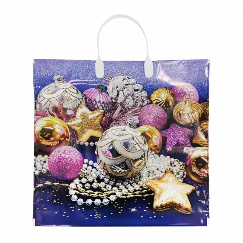 Пакет с пластмассовыми ручками Золотая звездочка размер 36*40см 10шт