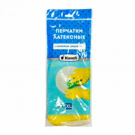 Перчатки хозяйственные латексные Комфи желтые 1 пара S, XL 