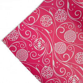 Бумага белая крафт в рулоне Новогодние шары ягодный пунш размер 70см*10м