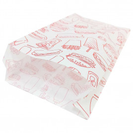 Пакет бумажный белый с печатью с плоским дном размер 31*14*6см уп 10шт