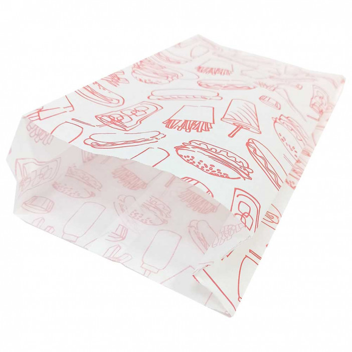Пакет бумажный белый с печатью с плоским дном размер 31*14*6см уп 10шт