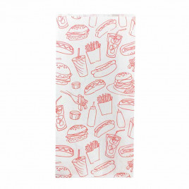 Пакет бумажный белый с печатью с плоским дном размер 31*14*6см уп 10шт