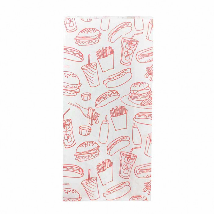 Пакет бумажный белый с печатью с плоским дном размер 31*14*6см уп 10шт