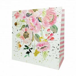Пакет ЛЮКС Цветы с золотым тиснением размер 37*37*18см