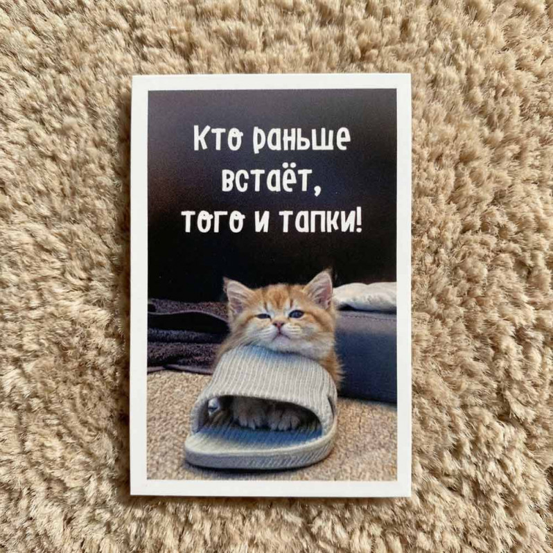 Мини-открытка Кто раньше встает 5,5*8см