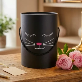 Коробка цилиндр Кошка без крышки размер 18см*24см
