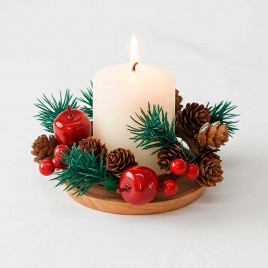 Венок новогодний с шишками и яблочками D-15см