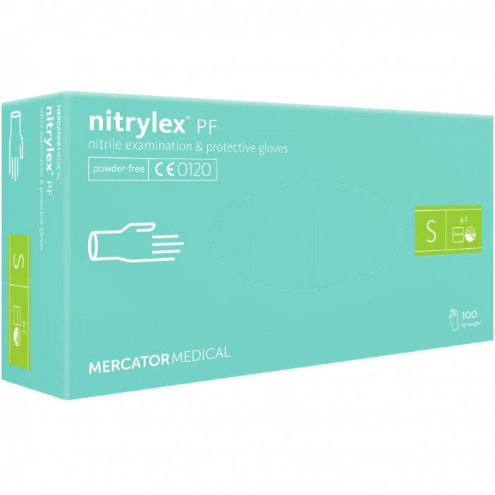Перчатки нитриловые Nitrylex PF зеленые 50 пар XS, S