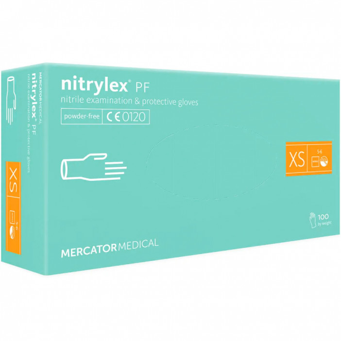 Перчатки нитриловые Nitrylex PF зеленые 50 пар XS, S