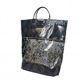 Сумка с пластмассовыми ручками многослойная с карманами Паетки 37*37см