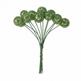 Шарики на проволоке зеленые D-1,5см Н-9см