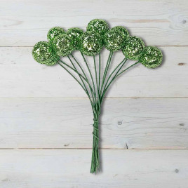 Шарики на проволоке зеленые D-1,5см Н-9см