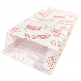 Пакет бумажный белый с печатью с плоским дном размер 20,5*9*4см уп 10шт