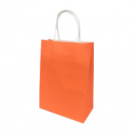 Пакет бумажный оранжевый с крученой ручкой 70г/м2 размер 15*21*8см 