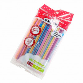 Трубочки для коктейля 5*210 неоновые с изгибом 100шт