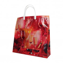 Сумка с пластмассовыми ручками многослойная с карманами Фиеста 34*34см