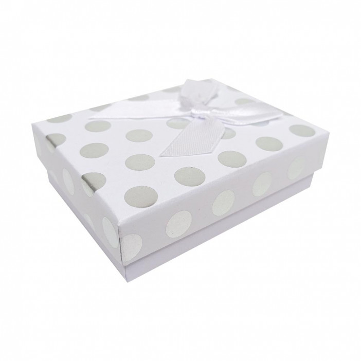 Коробка прямоугольная Горошек с бантом размер 7*9*2,8см