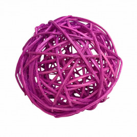Шар из ротанга темно-розовый D-8-9см