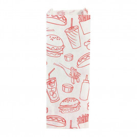 Пакет бумажный белый с печатью с плоским дном размер 22*8*3см уп 10шт