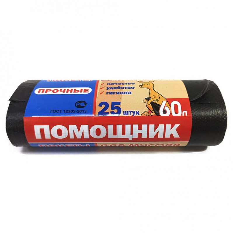 Мешки для мусора Помощник 60л 60*80 ПНД 25шт